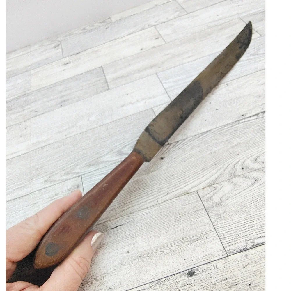 Vintage Wooden Handle Kitchen Knife Rustic‎ Farmhouse Decor Display